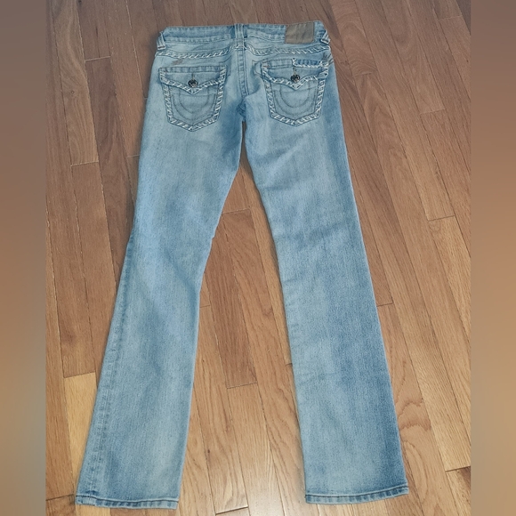 VINTAGE TRUE RELIGION JOEY WHITE STITCH SIZE 28 X 32 LIGHT WASH OLDER NICE - Picture 12 of 12